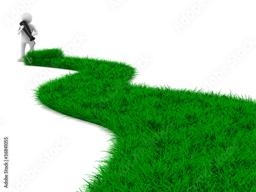 road from grass on white. I...