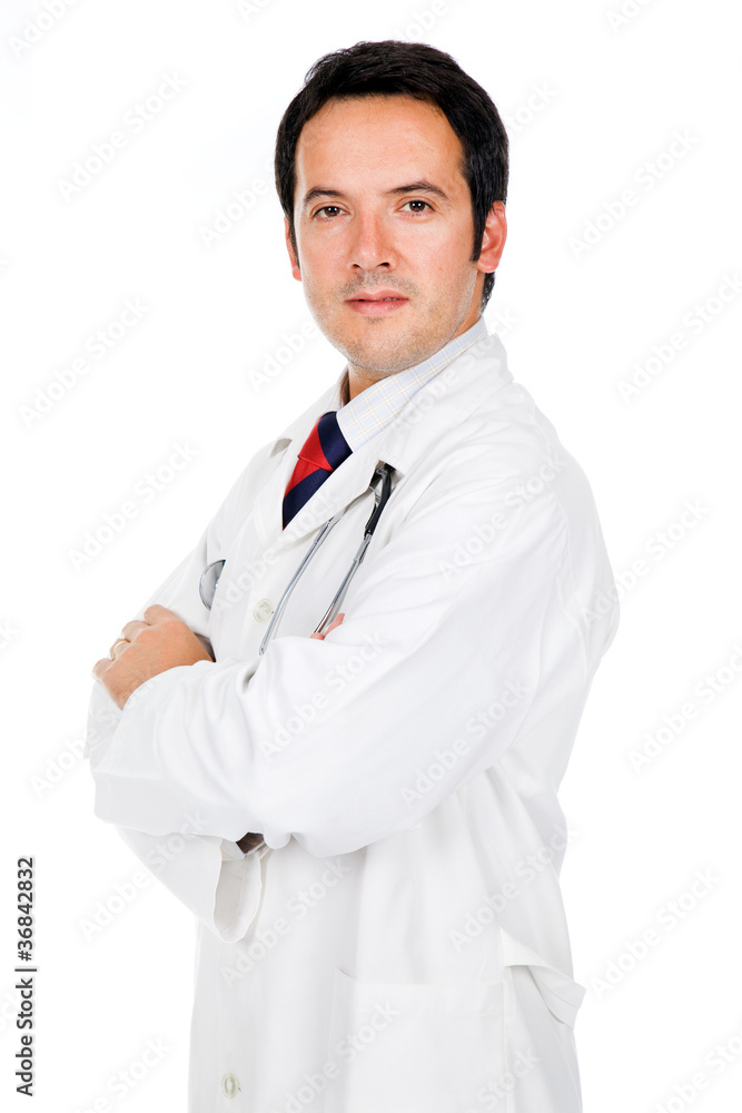 male doctor portrait, isolated on white background male doctor portrait, isolated on white background