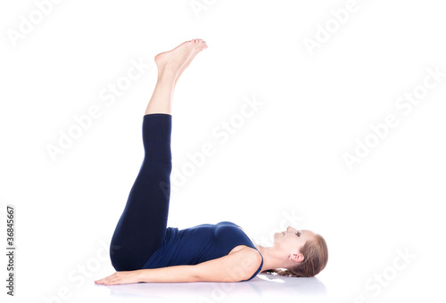 Vászonkép Yoga uttanpadasana on white