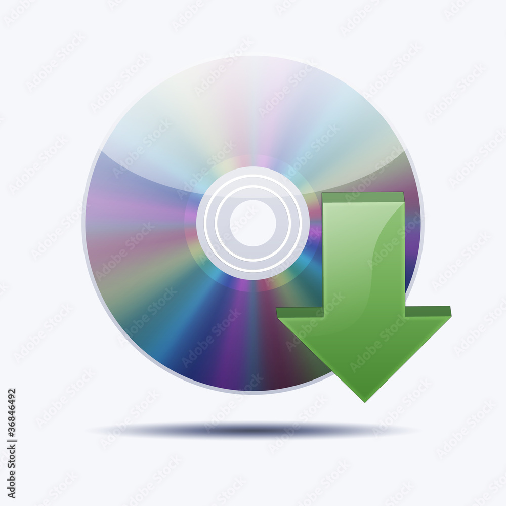 Icono CD 3D con simbolo download Icono CD 3D con simbolo download