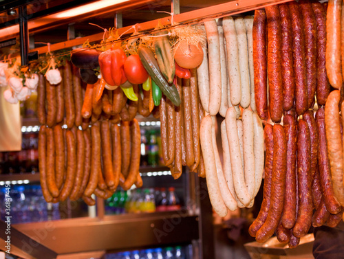 Foto Sausages on market