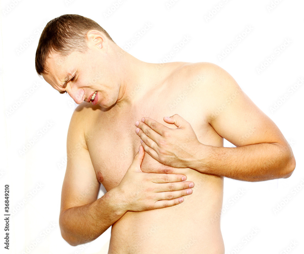 Young man having heart attack Young man having heart attack