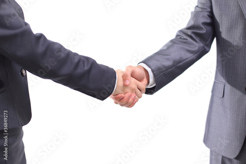 Handshake businessmen. On a white background