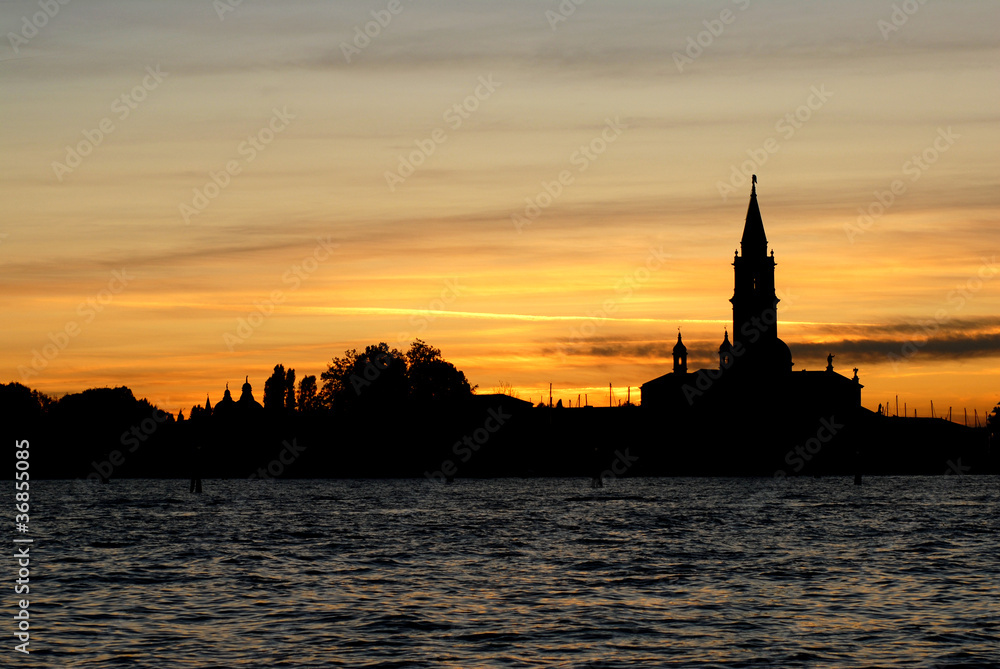 Isola Venezia Skyline Silhouette Sunset Tramonto Alba emozione