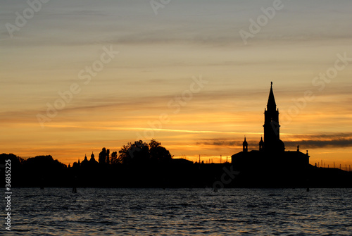 Tramonto Isola maggiore Venezia, Alba, Silhouette, Skyline