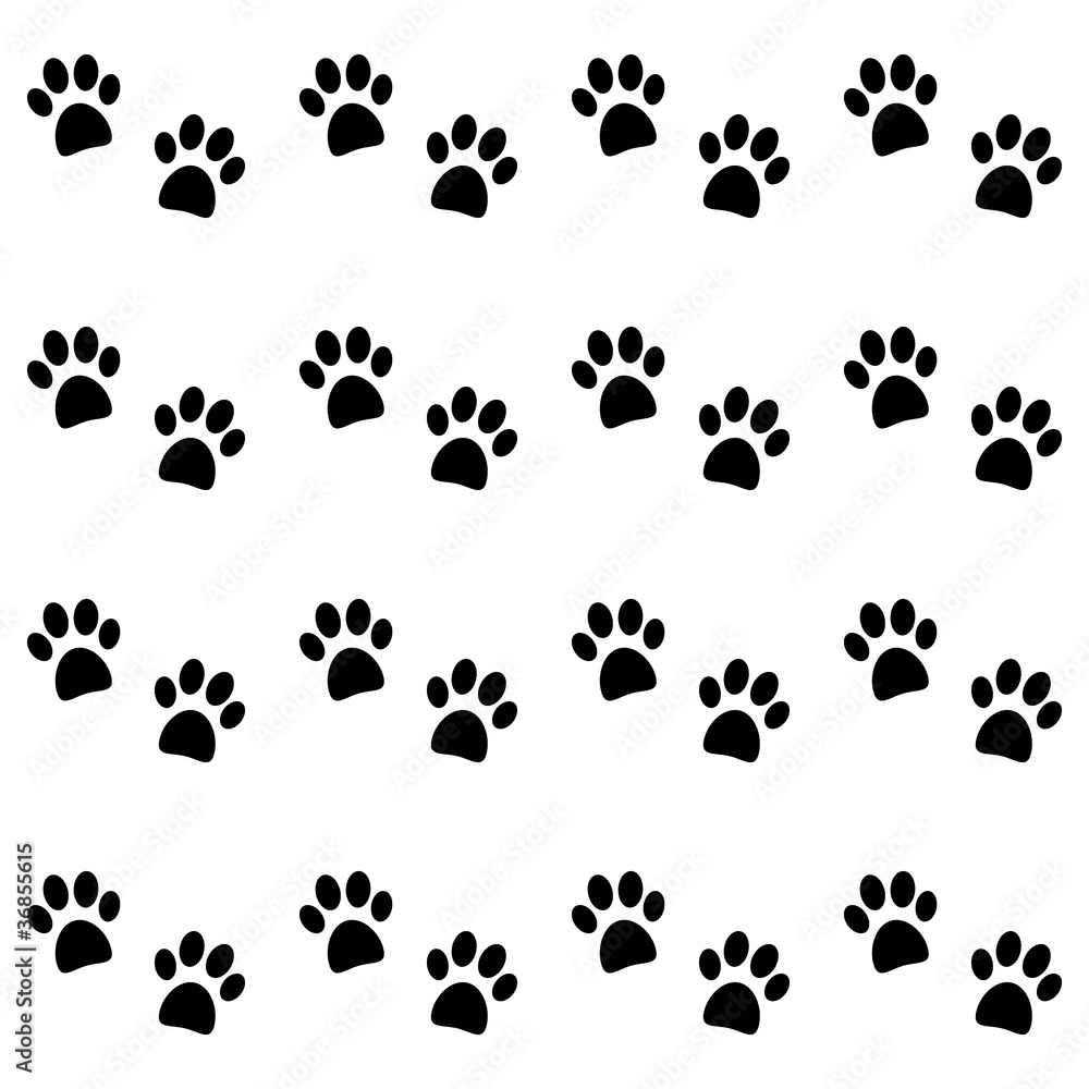 Background with black paw prints Background with black paw prints