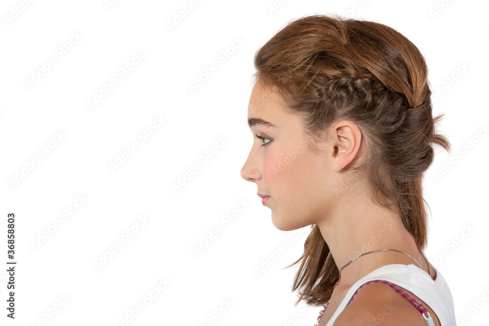Profile of a teenage girl, isolated on white Profile of a teenage girl, isolated on white