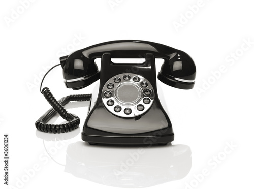 Vintage phone on white background