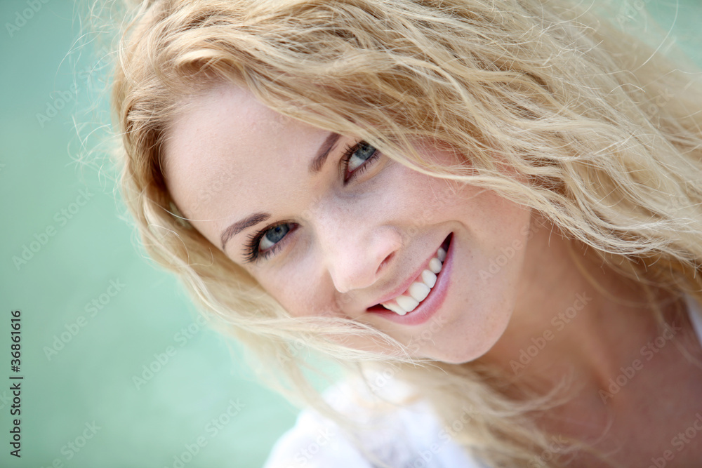 Portrait of beautiful blond smiling woman Portrait of beautiful blond smiling woman