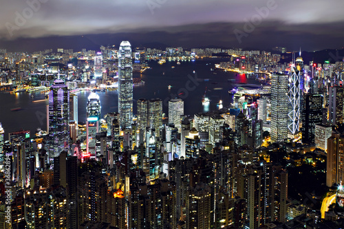 Canvas Print night view of Hong Kong