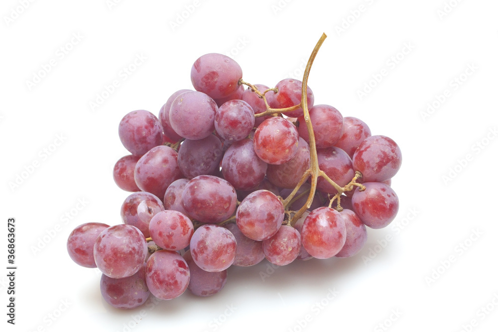 Red grapes isolated on white background