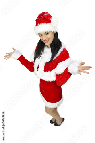 Beautiful woman in santa clause costume
