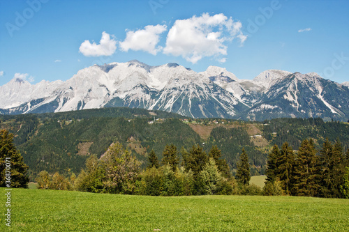 Mountain ladscape with blue sky above