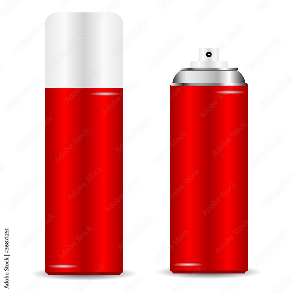 Spray can with and without cap over white Spray can with and without cap over white
