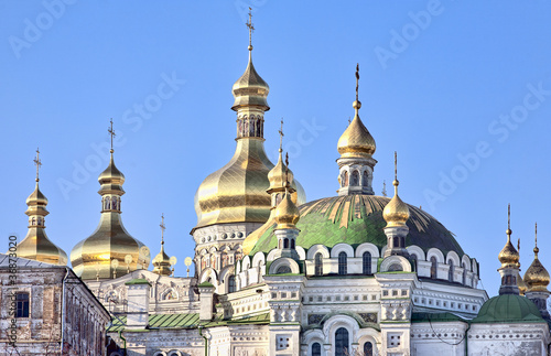 Golden cupolas of Assumption cathedral in Kiev Pechersk Lavra photo