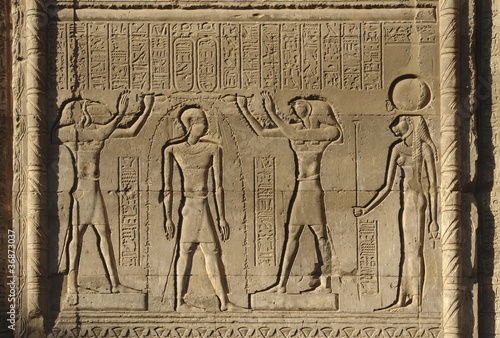 relief at Chnum Temple in Egypt photo