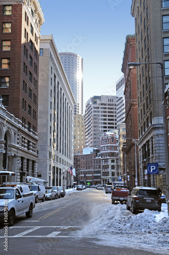 Boston street scenery at winter time