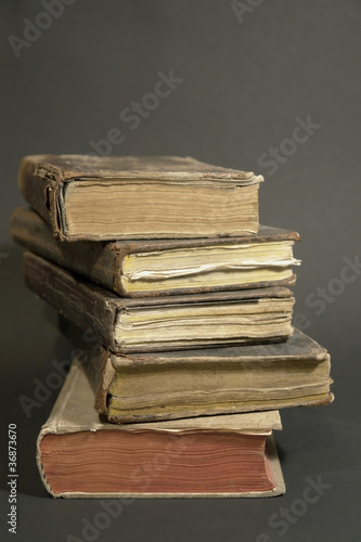 stack of historic books photo