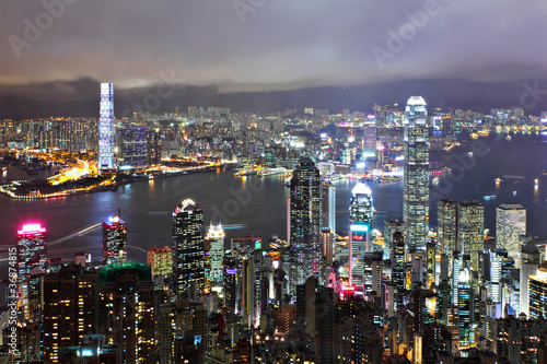 Hong Kong with crowded building at night