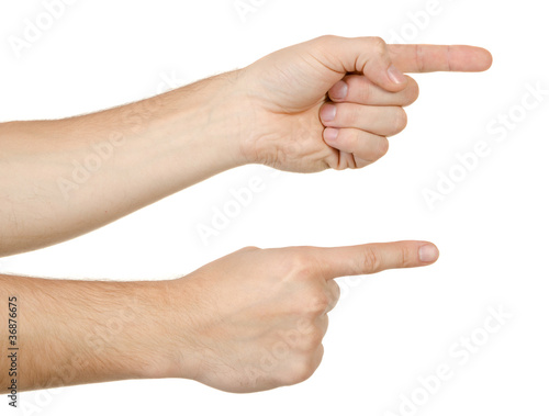 Two hand pointing, touching or pressing