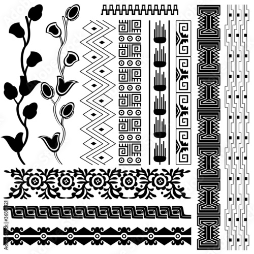 Ancient America ornaments on white