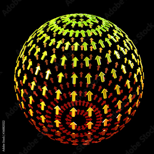 Sphere made of red and gree...