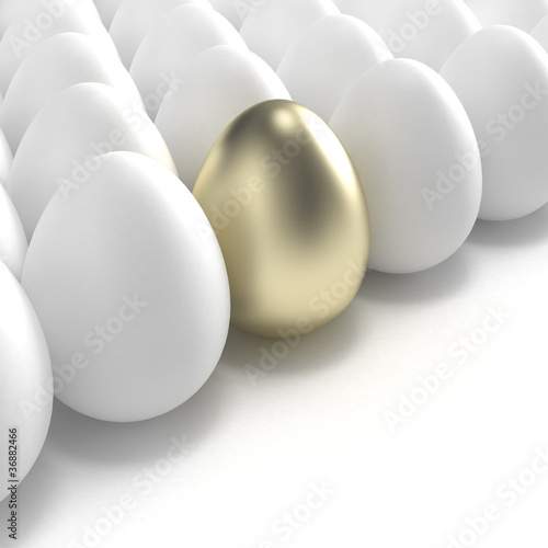 Golden egg among usual whit...
