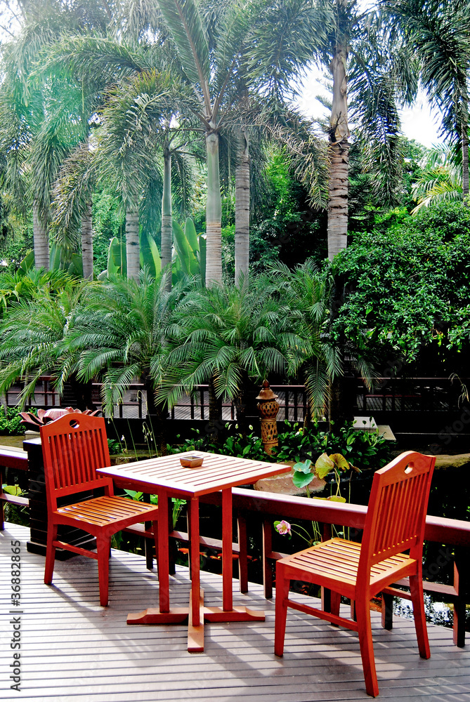 chairs tropical garden