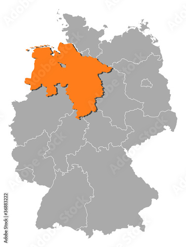 Map of Germany  Lower Saxony highlighted