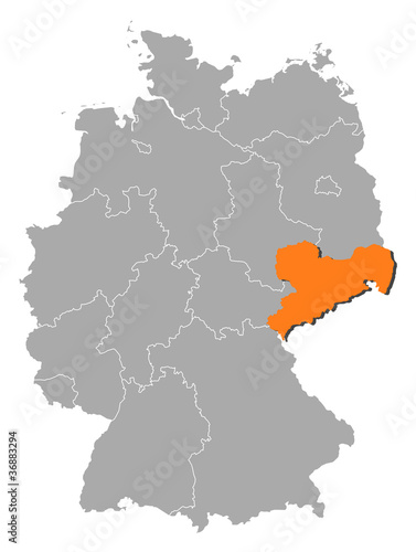 Map of Germany  Saxony highlighted