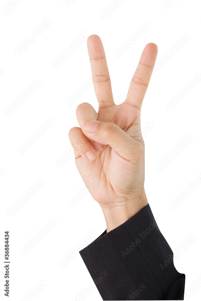 Woman hand making sign. Isolated on white background Woman hand making sign. Isolated on white background