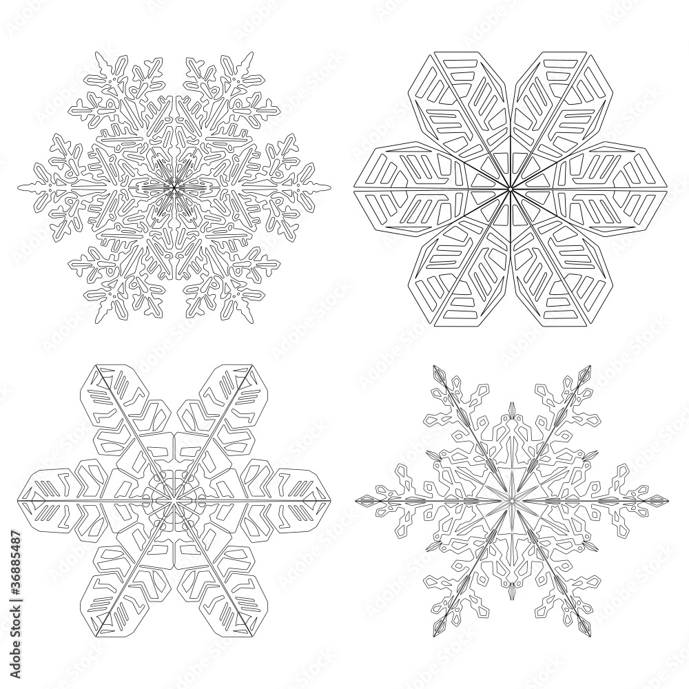 Schneekristalle, Kristalle, Symbole, Winter, Glatteis vector de Stock