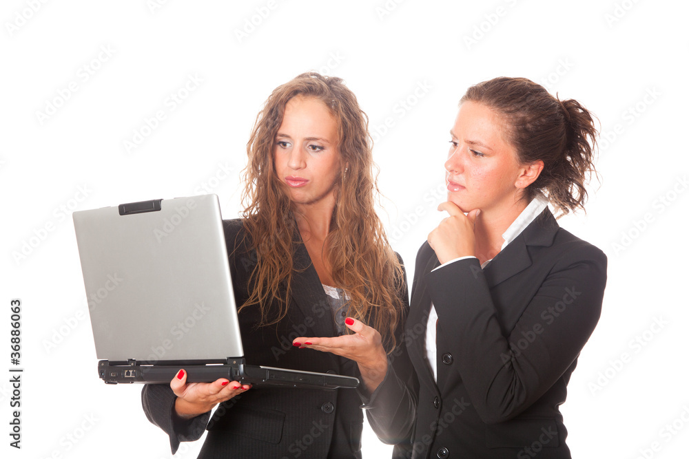Two Business Women Looking Computer Two Business Women Looking Computer