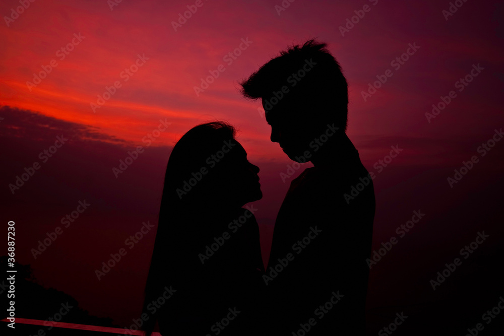 Romantic lover in sunset