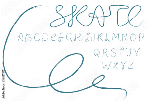 Vector skite trace alphabet on a white background