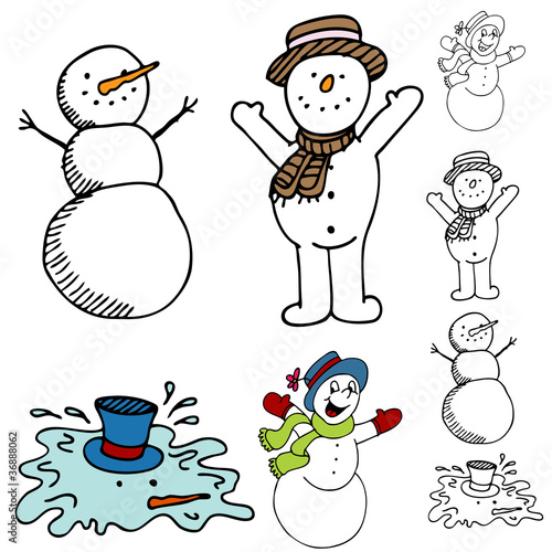 Cartoon Snowman Set