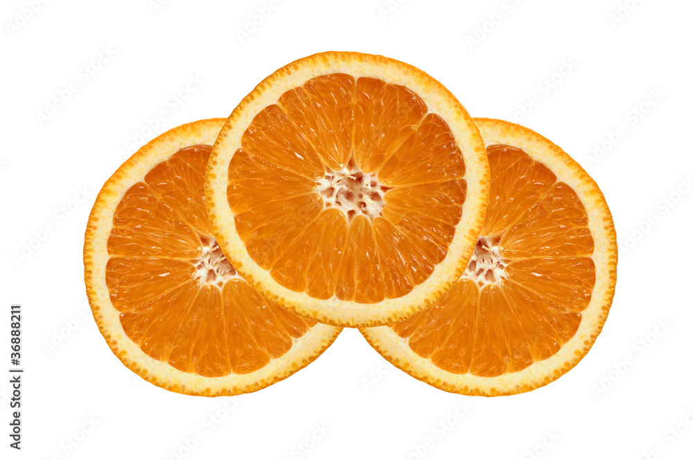 juicy orange slices isolated on white juicy orange slices isolated on white
