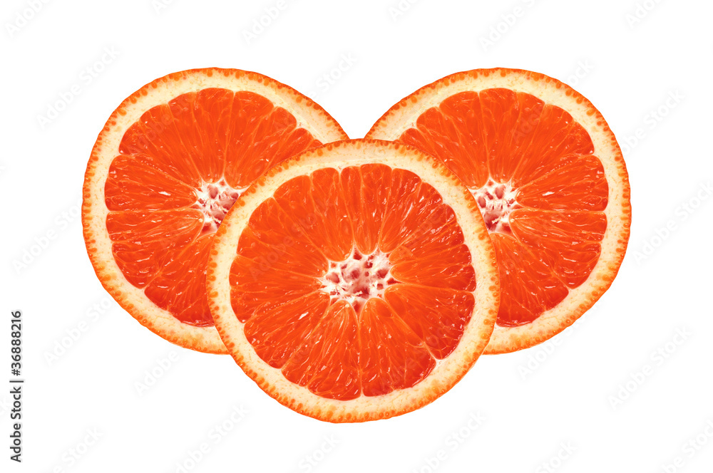 Close up of sliced pink grapefruit isolated on white Close up of sliced pink grapefruit isolated on white