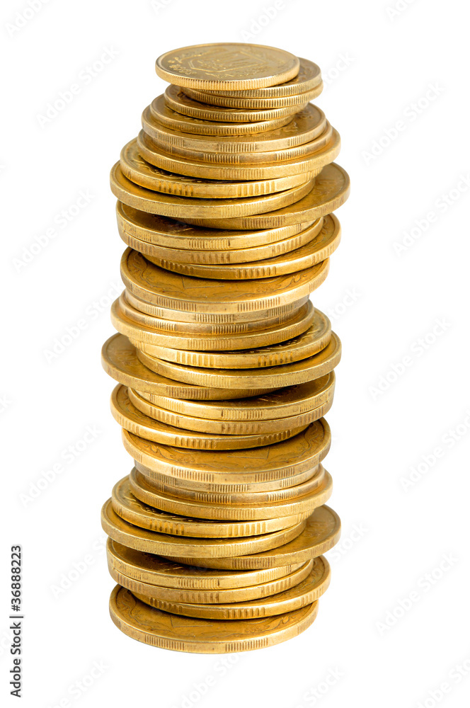 gold coins stack isolated on white gold coins stack isolated on white