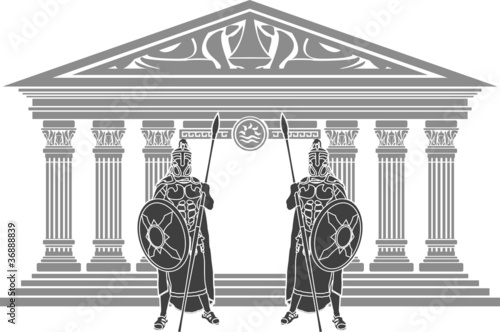 two titans and temple of atlantis. stencil