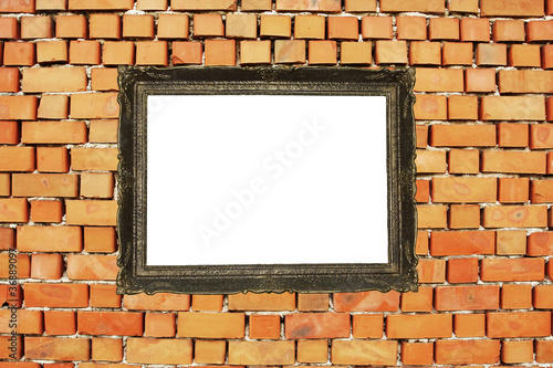 Wallpaper Mural Wood frame on brick wall Torontodigital.ca