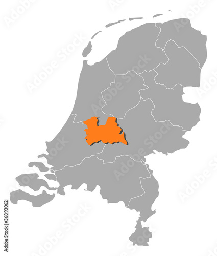 Map of Netherlands, Utrecht highlighted