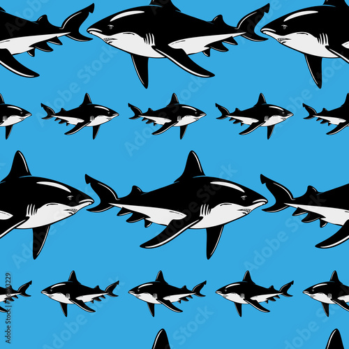 Vector sharks seamless background pattern, wallpaper