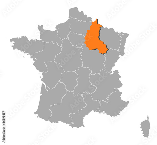 Map of France  Champagne-Ardenne highlighted