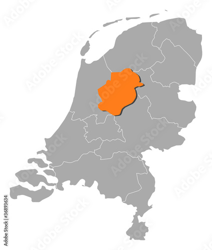 Map of Netherlands  Flevoland highlighted