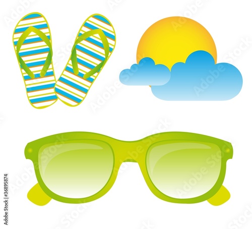Sunglasses, flip flops, vector