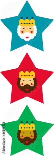 estrellas decorativas con los Reyes Magos