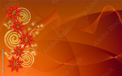 Spiral poinsettias abstract background