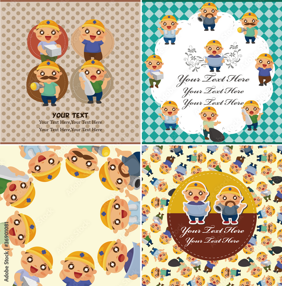 Fototapeta premium cartoon worker card