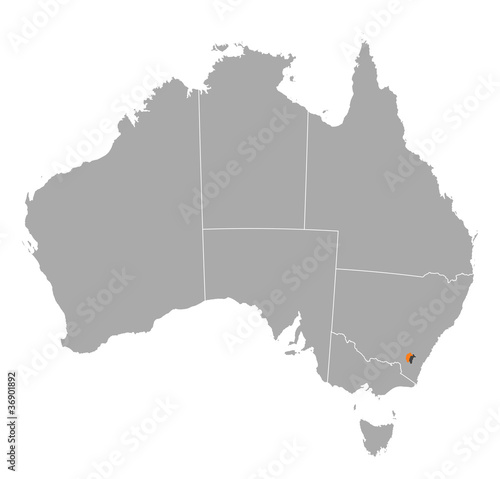 Map of Australia, Capital Territory highlighted